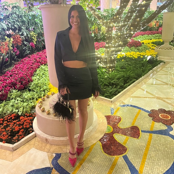 Revolve Julia Blazer Set - Satin Black Skirt Set - Picture 7 of 8